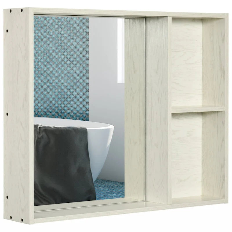 Armoire de toilette 31,5 x 25,5 avec miroir, étagère de rangement, blanche