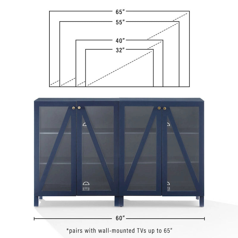 Lot de 2 armoires de rangement multimédia