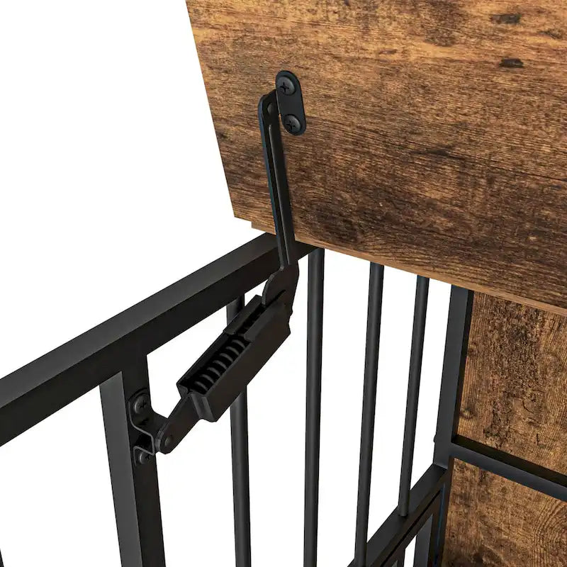 Chenil pour chiens jusqu'à 36 kg avec plateau amovible, niche à deux portes, panneau relevable, rotation à 360 degrés, gamelles réglables sur 3 hauteurs