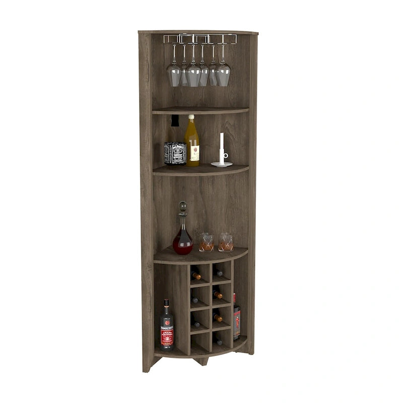 Meuble d'angle de bar pour cuisine, salle à manger, salon, marron foncé