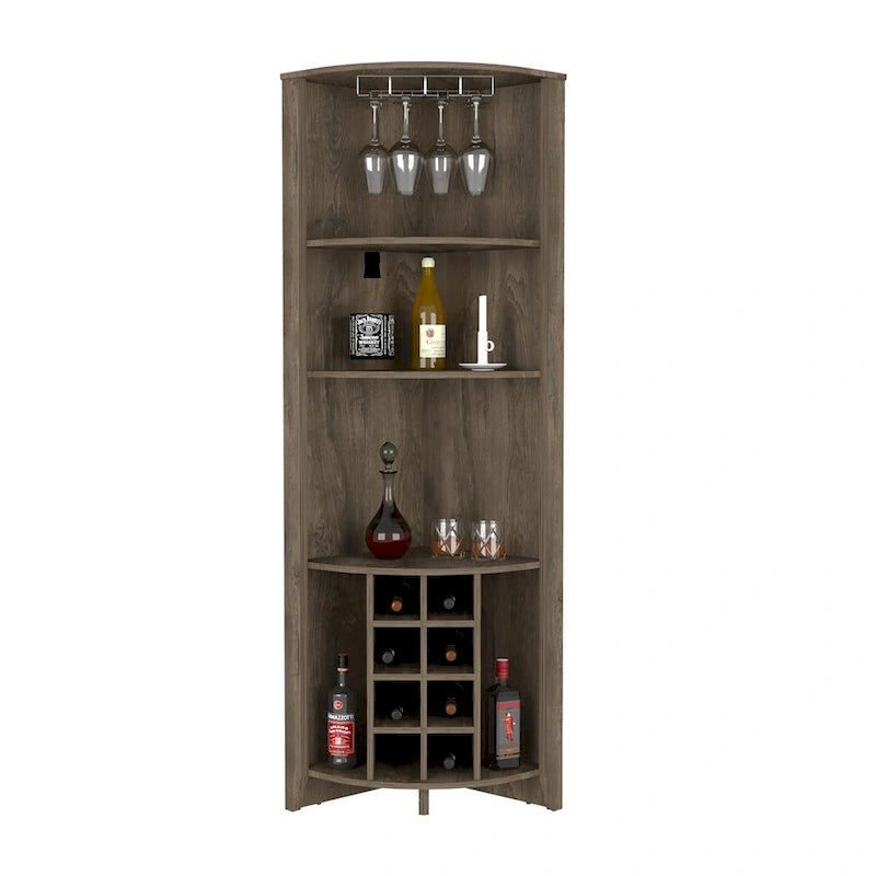 Meuble d'angle de bar pour cuisine, salle à manger, salon, marron foncé