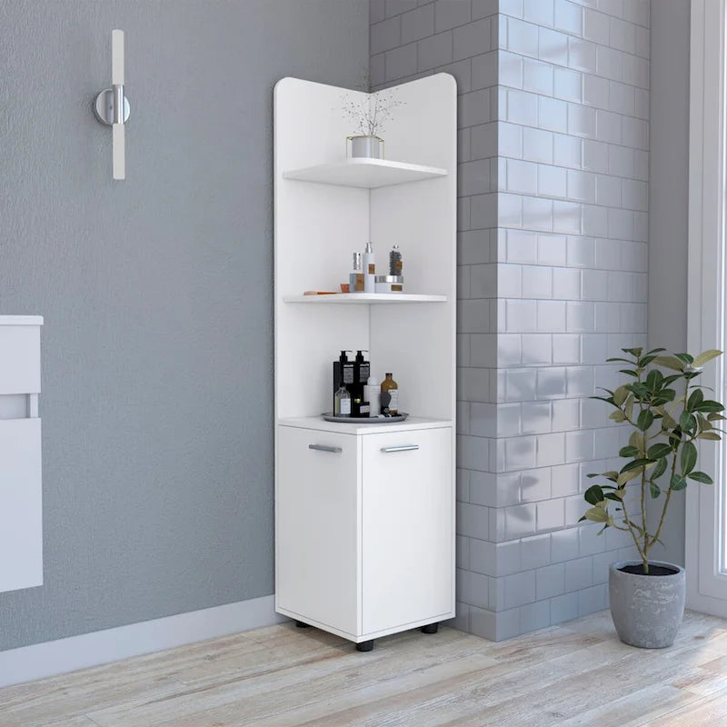 Meuble sur pied, un tiroir, finition blanche, haute qualité et durable