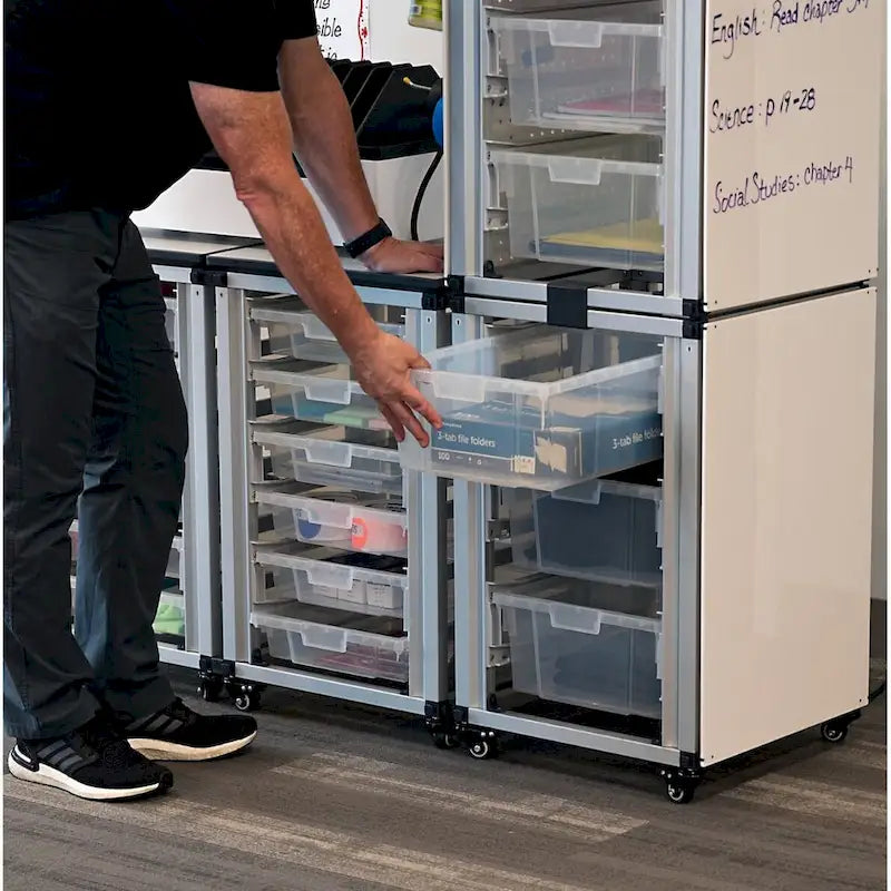 Meuble de rangement modulaire pour classe - Meuble simple avec 3 grands bacs