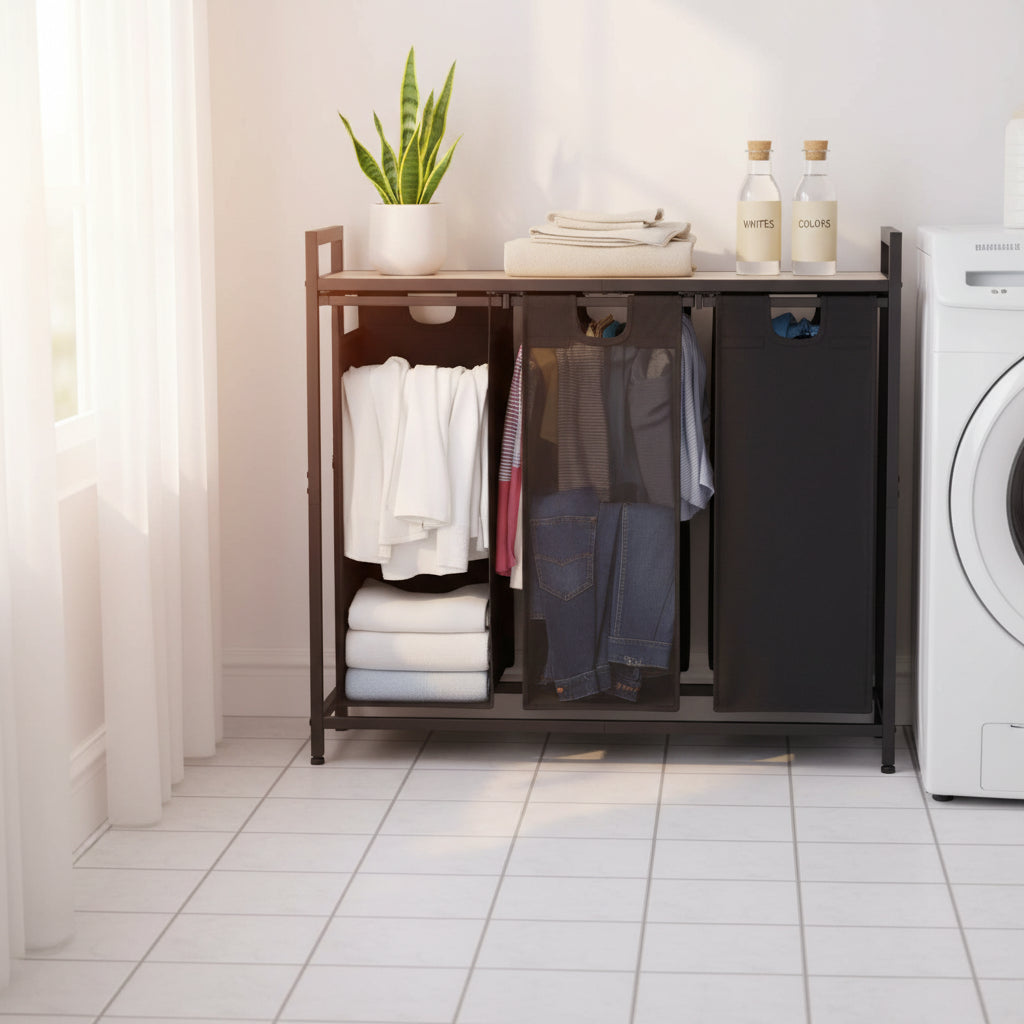 Laundry Basket, Laundry Sorter 3 Section - 36.2L x 11.81W x 28.45H