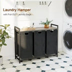 Panier à linge, Trieur de linge 3 sections - 92L x 30l x 72,2H cm