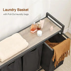 Panier à linge, Trieur de linge 3 sections - 92L x 30l x 72,2H cm