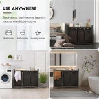 Panier à linge, Trieur de linge 3 sections - 92L x 30l x 72,2H cm