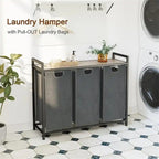 Panier à linge, Trieur de linge 3 sections - 92L x 30l x 72,2H cm