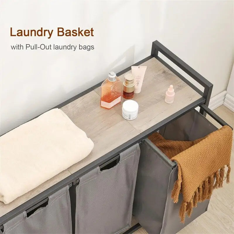 Panier à linge, Trieur de linge 3 sections - 92L x 30l x 72,2H cm