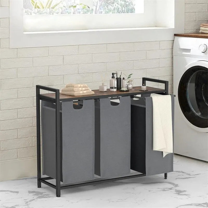 Panier à linge, Trieur de linge 3 sections - 92L x 30l x 72,2H cm