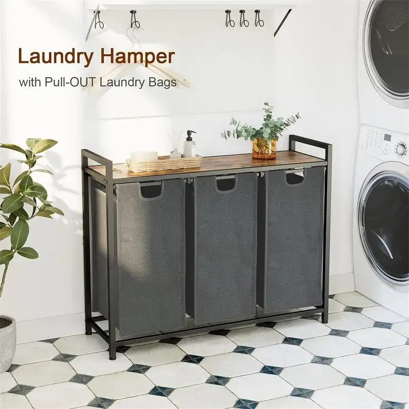 Panier à linge, Trieur de linge 3 sections - 92L x 30l x 72,2H cm