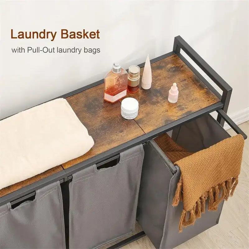 Panier à linge, Trieur de linge 3 sections - 92L x 30l x 72,2H cm