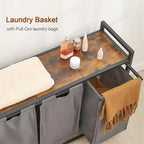 Panier à linge, Trieur de linge 3 sections - 92L x 30l x 72,2H cm