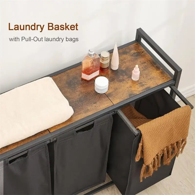 Panier à linge, Trieur de linge 3 sections - 92L x 30l x 72,2H cm