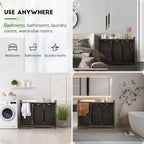 Panier à linge, Trieur de linge 3 sections - 92L x 30l x 72,2H cm