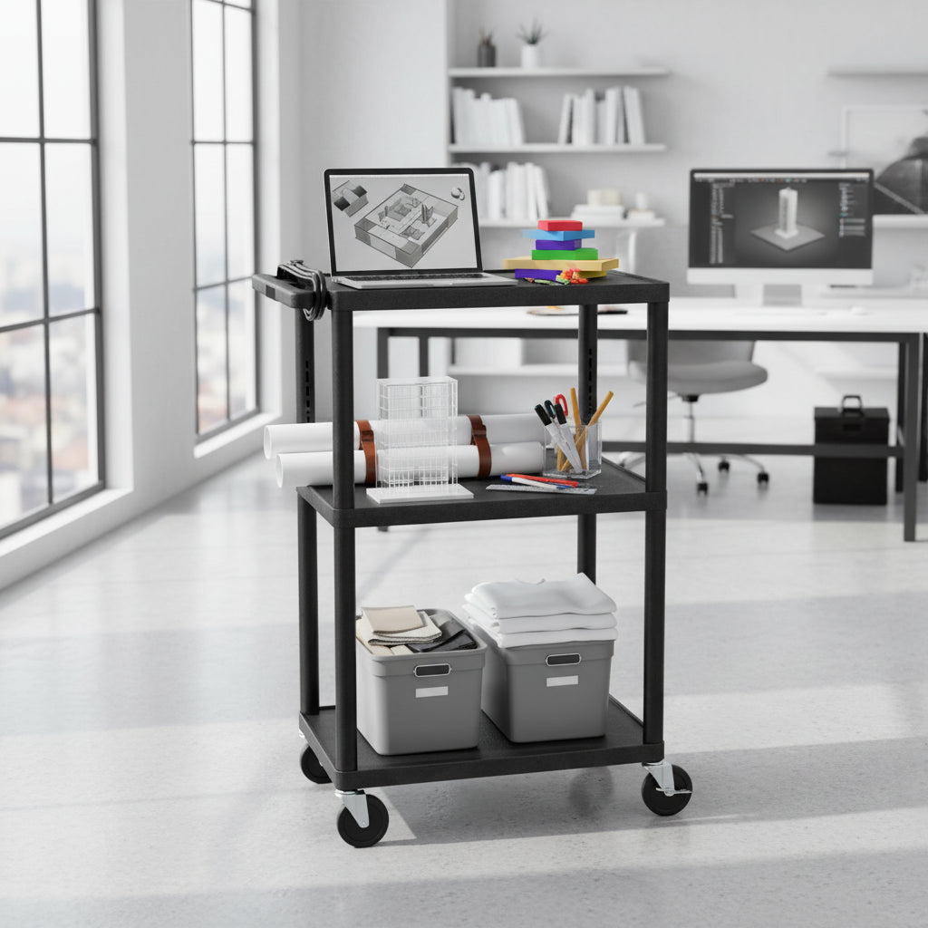 42H Utility Cart - Three Shelves with Electric
