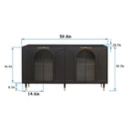 Meuble d'appoint en bois avec 4 portes vitrées
