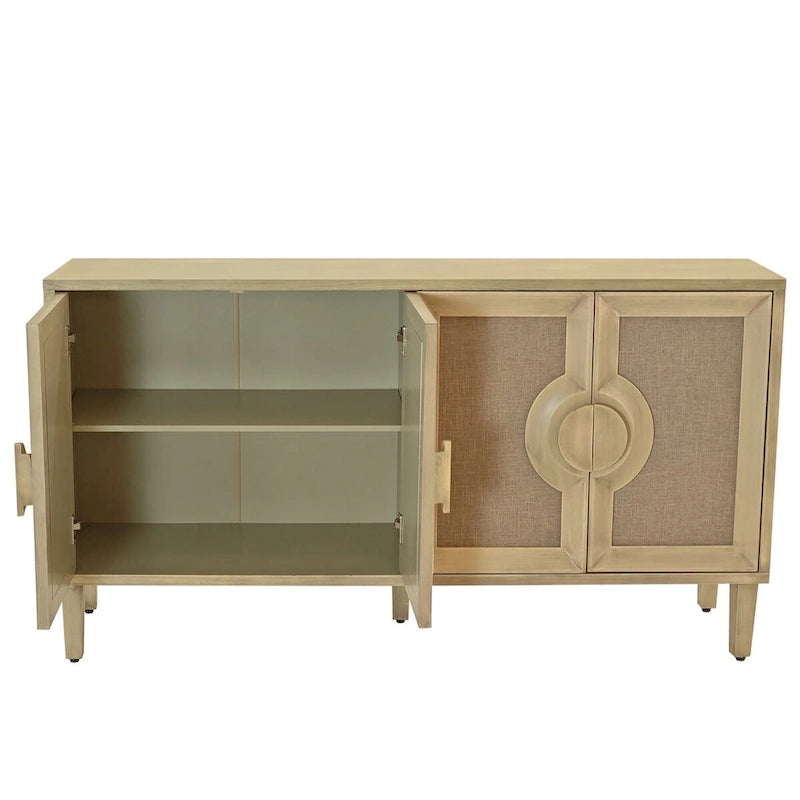 59.84 Élégant Cabinet Vintage 4 Portes avec Portes Décorées de Lin