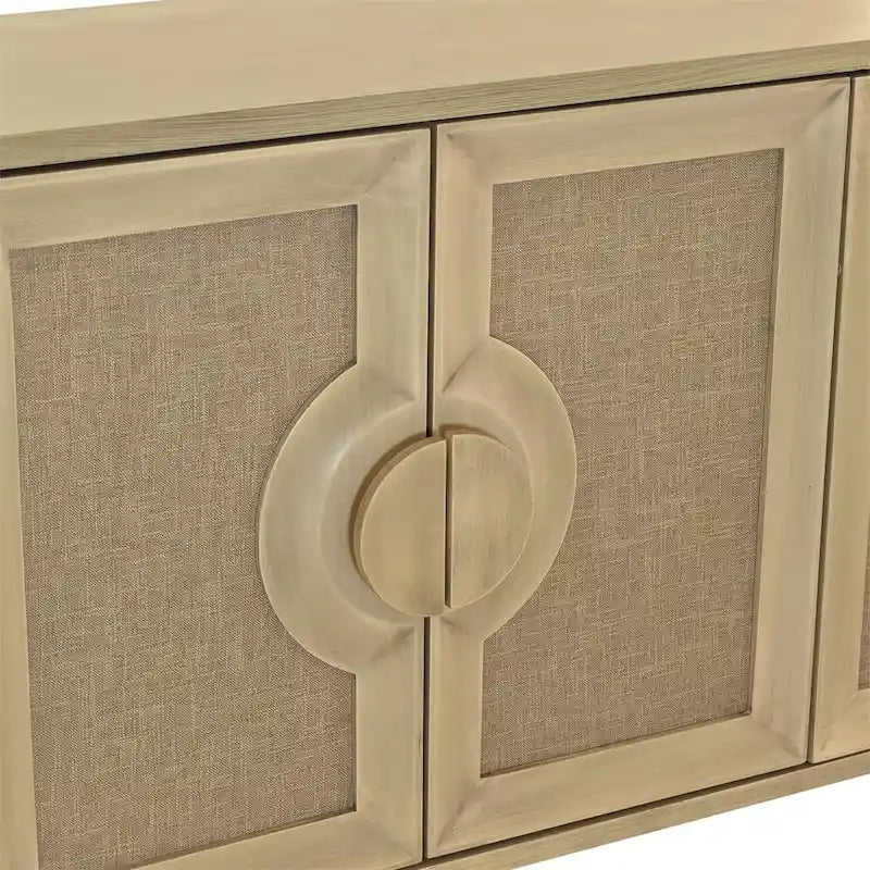 59.84 Élégant Cabinet Vintage 4 Portes avec Portes Décorées de Lin