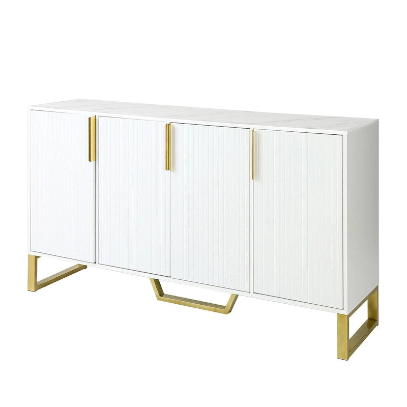 Buffet de cuisine avec 4 portes, poignées Meta, pieds et étagères réglables - 60L x 15.7l x 34H
