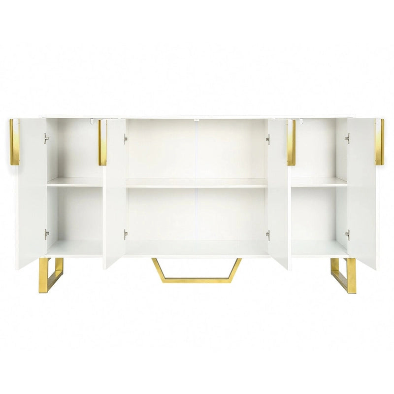 Buffet de cuisine avec 4 portes, poignées Meta, pieds et étagères réglables - 60L x 15.7l x 34H