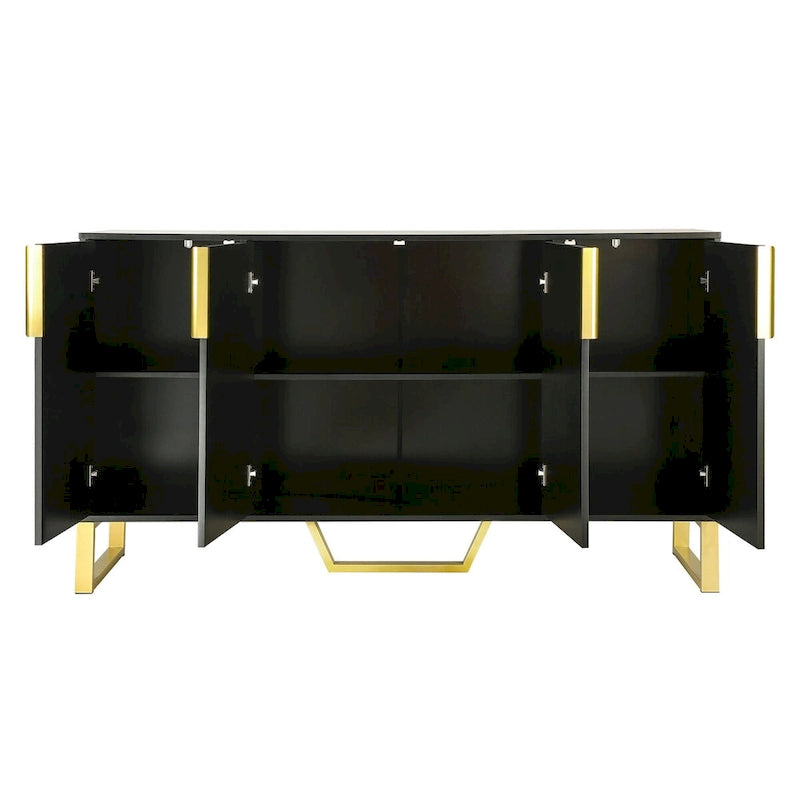Buffet de cuisine avec 4 portes, poignées Meta, pieds et étagères réglables - 60L x 15.7l x 34H