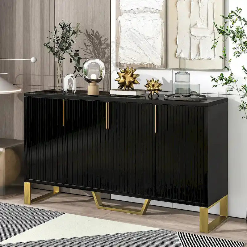 Buffet de cuisine avec 4 portes, poignées Meta, pieds et étagères réglables - 60L x 15.7l x 34H