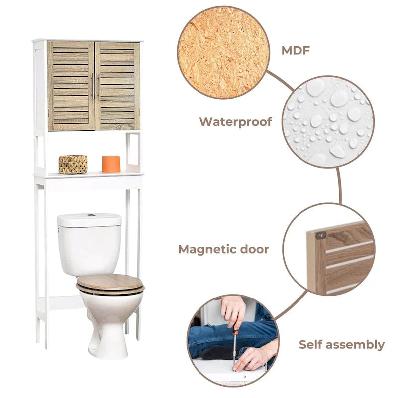 Meuble de rangement WC gain de place - 24.80L x 9l x 70.50H