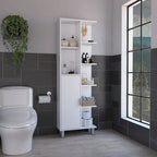 Linen 63-inch High Bathroom Cabinet Linen Storage Cabinet with Seven Open Shelves