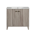 Lavabo de salle de bain mural carré de 16,5 po - Marron