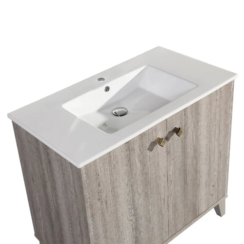 Lavabo de salle de bain mural carré de 16,5 po - Marron