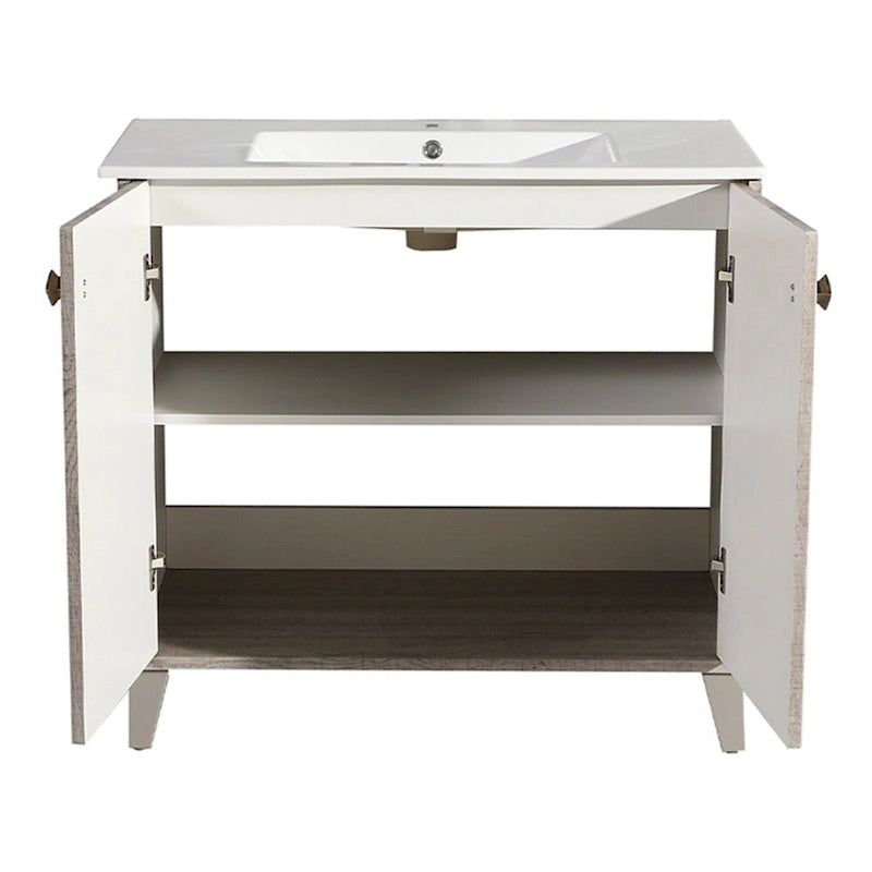 Lavabo de salle de bain mural carré de 16,5 po - Marron