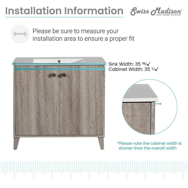 Lavabo de salle de bain mural carré de 16,5 po - Marron