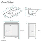 Lavabo de salle de bain mural carré de 16,5 po - Marron
