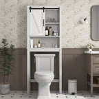 Meuble de Rangement de Salle de Bain Suspendu au-dessus des Toilettes avec Étagères Réglables et Porte Coulissante (Style Grange)