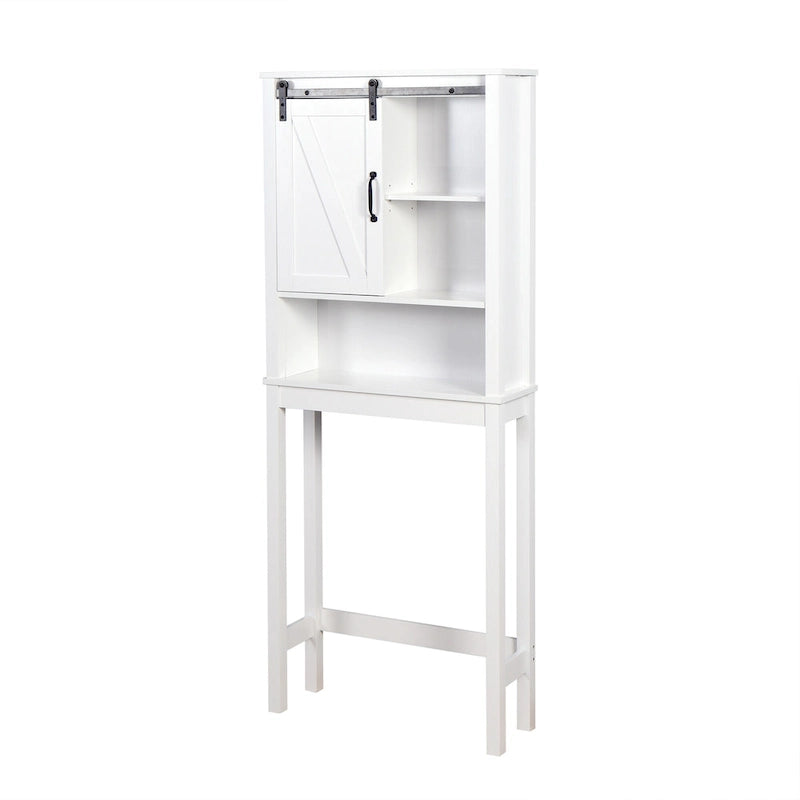 Meuble de Rangement de Salle de Bain Suspendu au-dessus des Toilettes avec Étagères Réglables et Porte Coulissante (Style Grange)