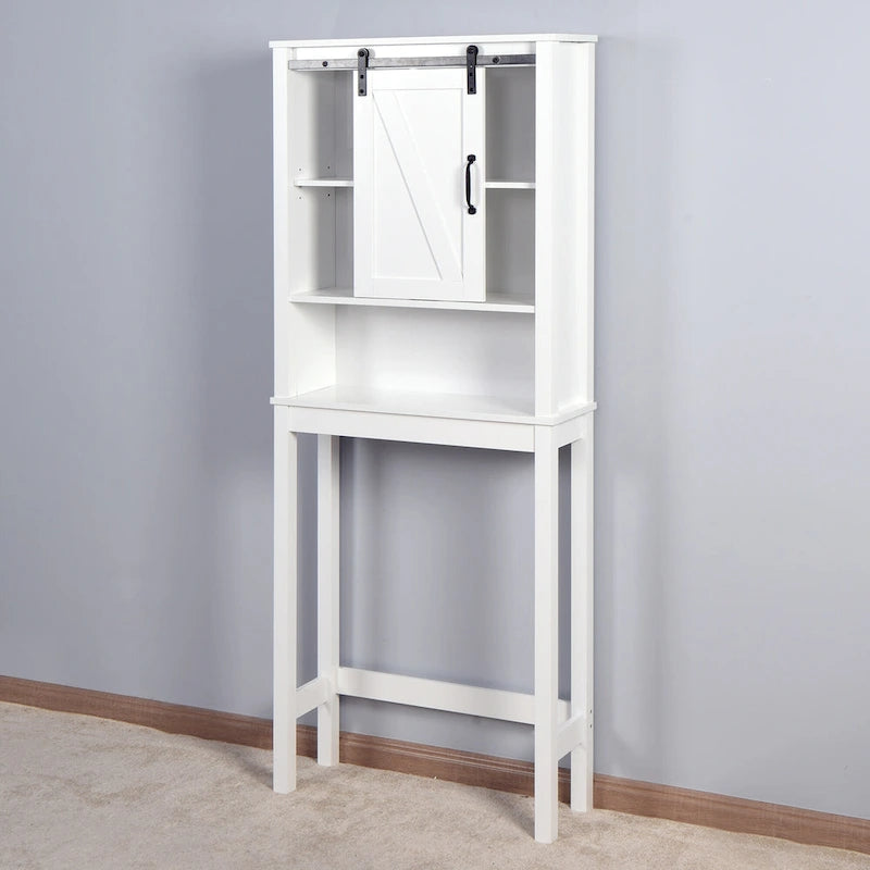 Meuble de Rangement de Salle de Bain Suspendu au-dessus des Toilettes avec Étagères Réglables et Porte Coulissante (Style Grange)