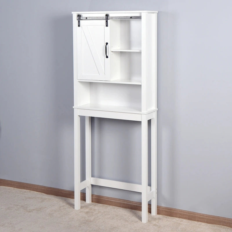 Meuble de Rangement de Salle de Bain Suspendu au-dessus des Toilettes avec Étagères Réglables et Porte Coulissante (Style Grange)