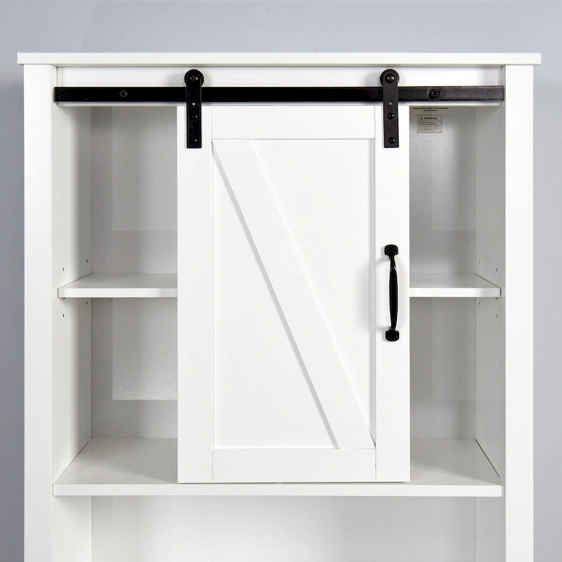 Meuble de Rangement de Salle de Bain Suspendu au-dessus des Toilettes avec Étagères Réglables et Porte Coulissante (Style Grange)
