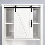 Meuble de Rangement de Salle de Bain Suspendu au-dessus des Toilettes avec Étagères Réglables et Porte Coulissante (Style Grange)