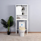 Meuble de Rangement de Salle de Bain Suspendu au-dessus des Toilettes avec Étagères Réglables et Porte Coulissante (Style Grange)