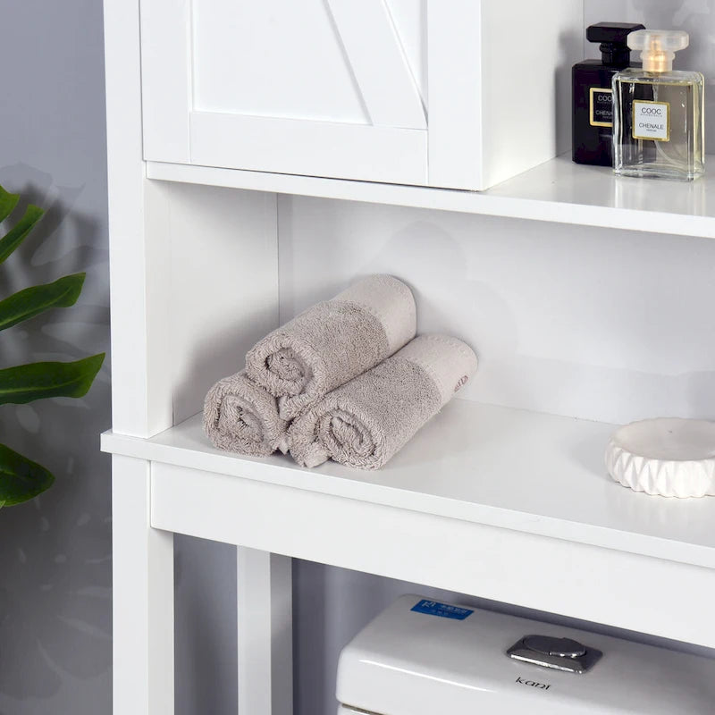 Meuble de Rangement de Salle de Bain Suspendu au-dessus des Toilettes avec Étagères Réglables et Porte Coulissante (Style Grange)