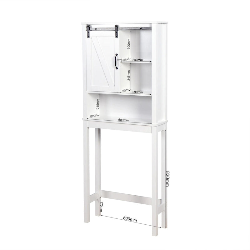 Meuble de Rangement de Salle de Bain Suspendu au-dessus des Toilettes avec Étagères Réglables et Porte Coulissante (Style Grange)