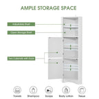 Meuble tour autoportant en bois à 5 niveaux, meuble de rangement haut pour salle de bain