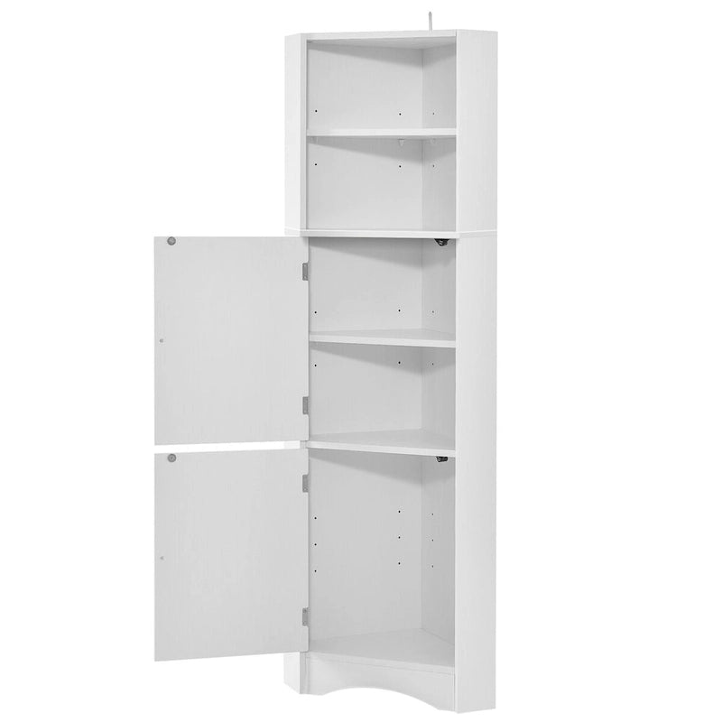 Meuble tour autoportant en bois à 5 niveaux, meuble de rangement haut pour salle de bain