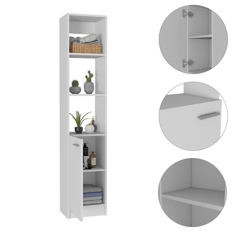 Meuble de Rangement Salle de Bain avec 3 Étagères, Une Porte