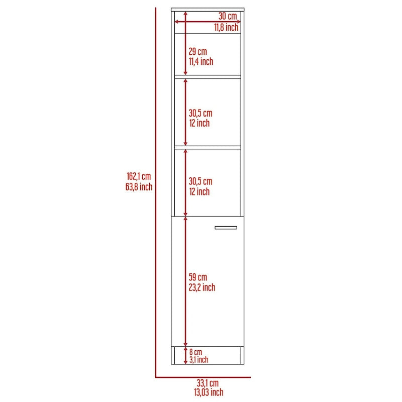 Meuble de Rangement Salle de Bain avec 3 Étagères, Une Porte
