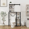 Meuble de rangement au-dessus des toilettes avec porte coulissante de style grange