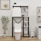 Meuble de rangement au-dessus des toilettes avec porte coulissante de style grange