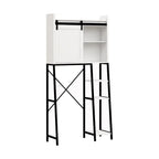 Meuble de rangement au-dessus des toilettes avec porte coulissante de style grange